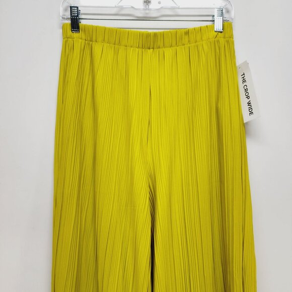 Rafaella Womens Wide Leg Pleated Pants M Yellow Olive Comfortable Fit - Picture 9 of 11